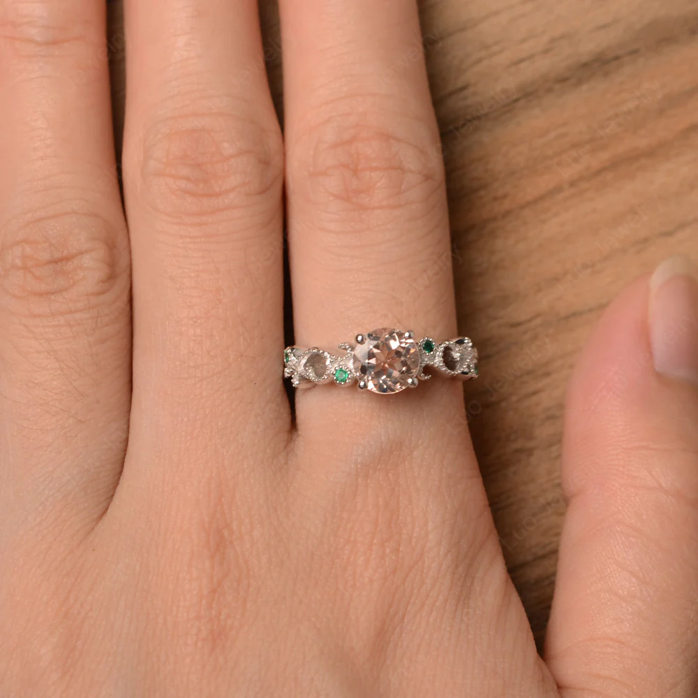 Morganite Art Deco Engagement Ring - Image 5