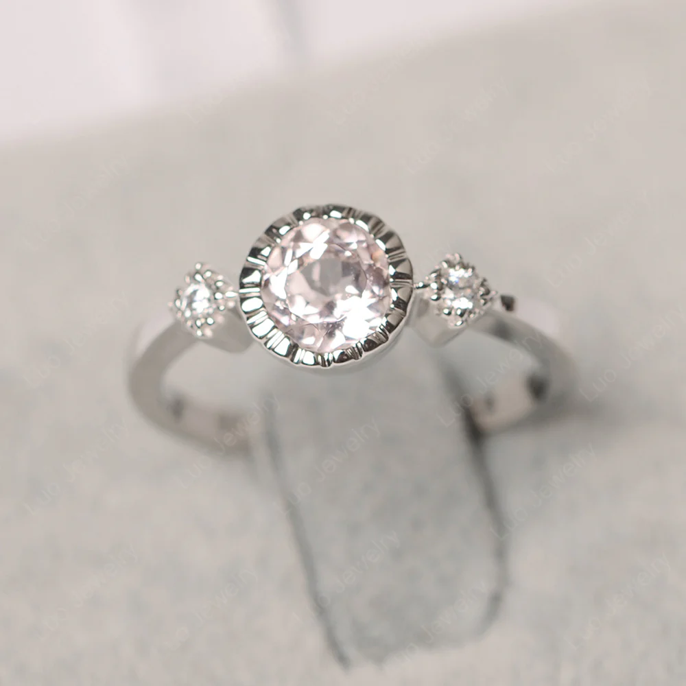 Vintage Morganite Ring Bezel Set Art Deco