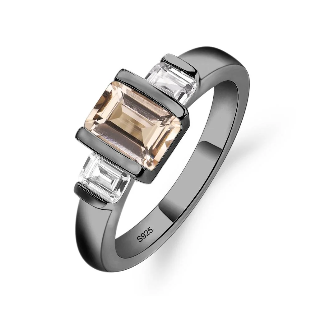 Morganite Emerald Cut Three Stone Ring - Image 3