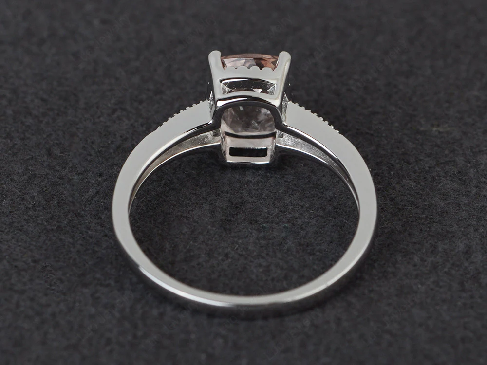 Vintage Style Morganite Cushion Cut Ring - Image 3