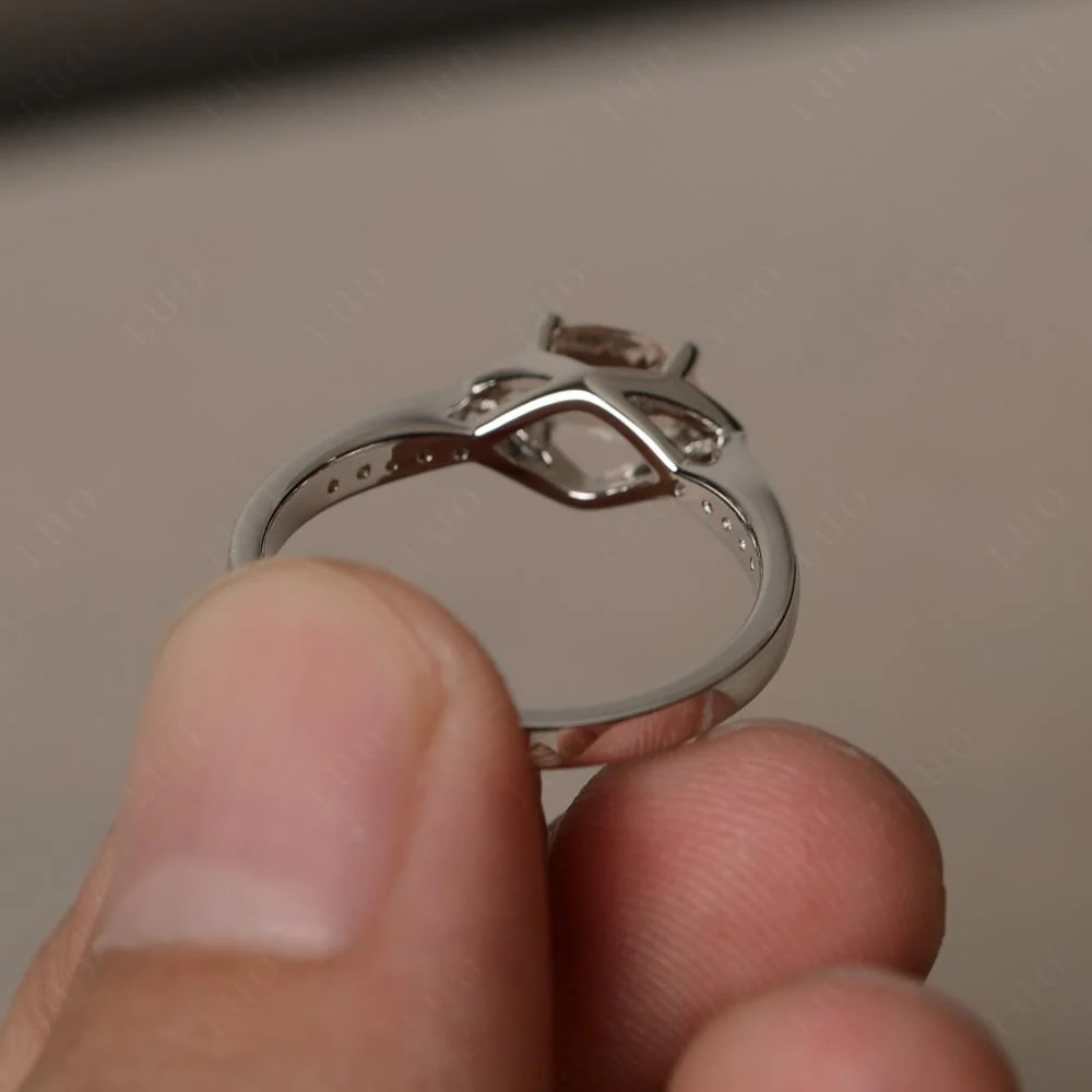 Petite Oval Horizontal Morganite Ring - Image 12
