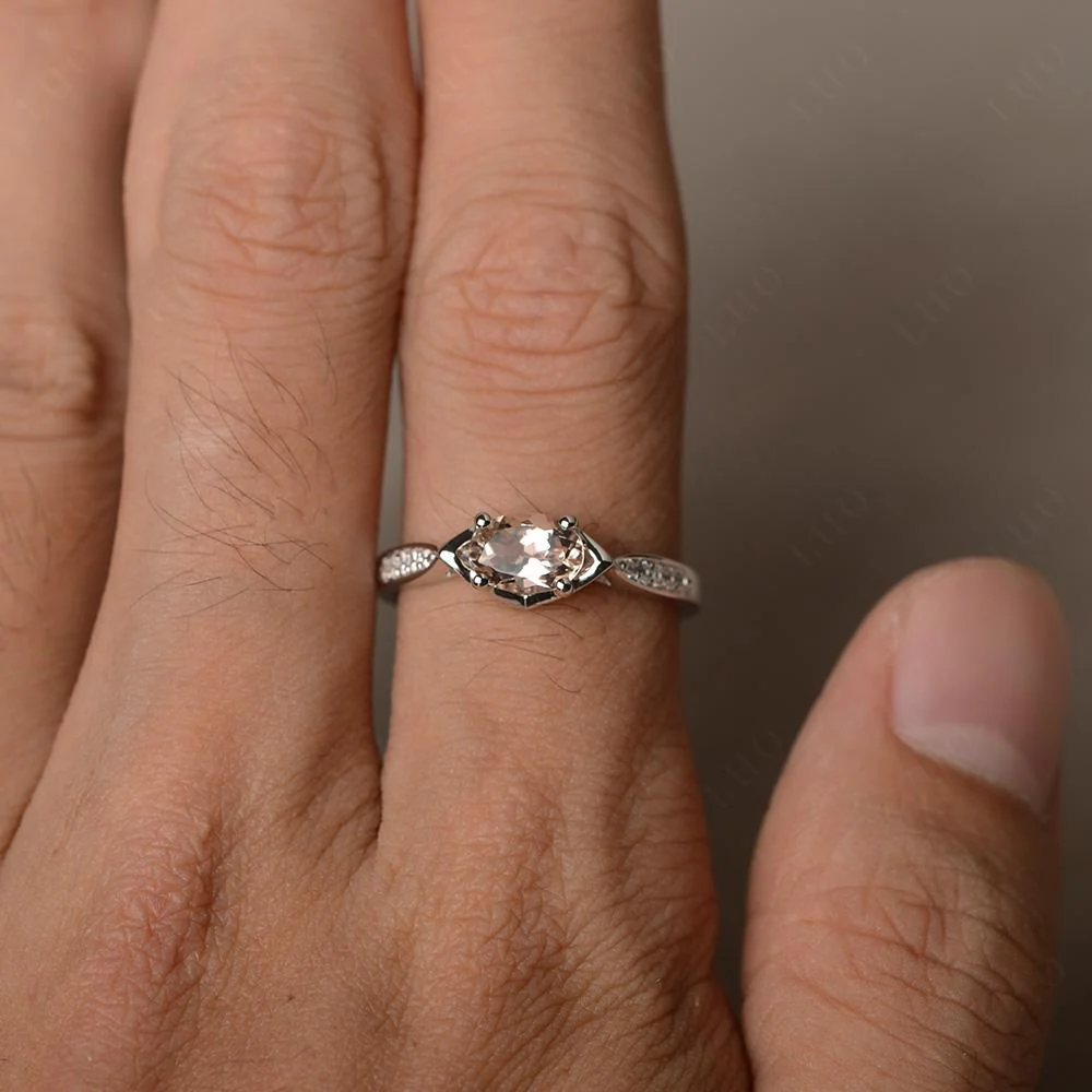 Petite Oval Horizontal Morganite Ring - Image 13