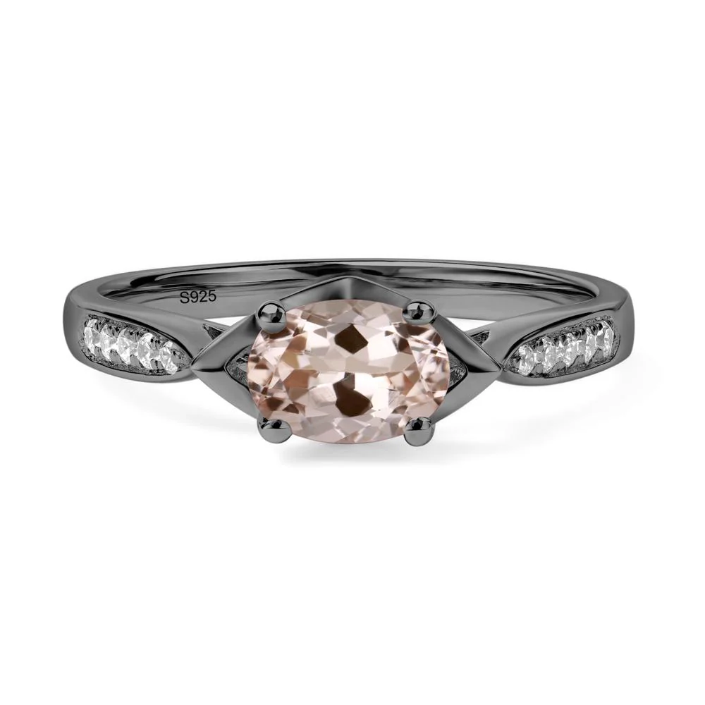 Petite Oval Horizontal Morganite Ring - Image 3
