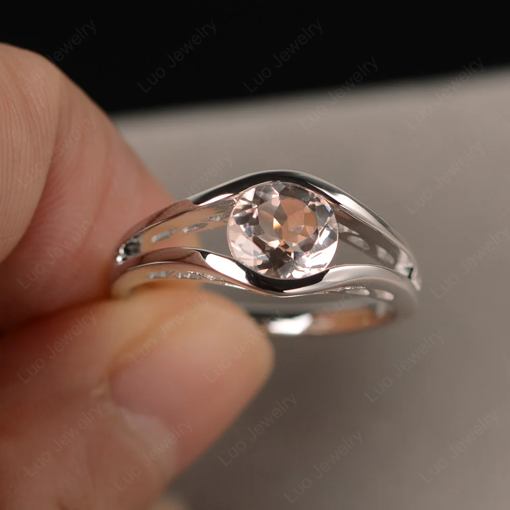 Morganite Unique Solitaire Engagement Ring