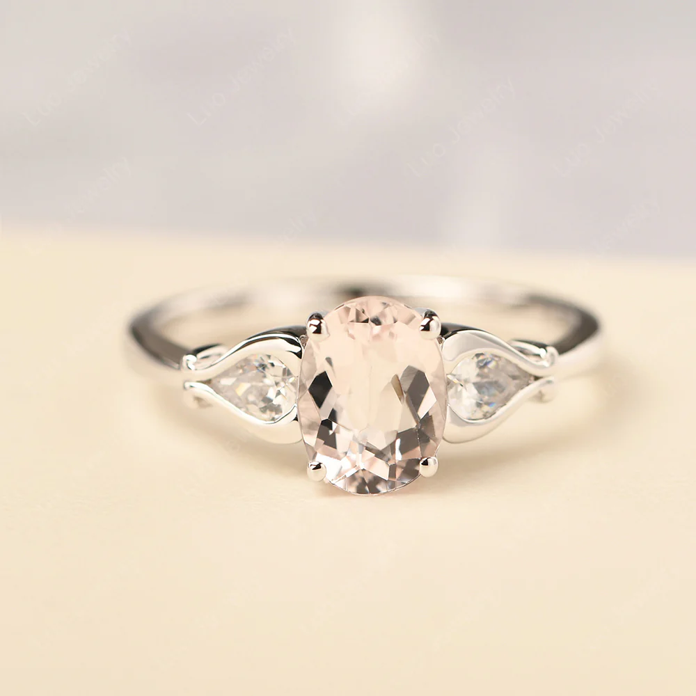 Morganite Engagement Ring with Pear Side Stones