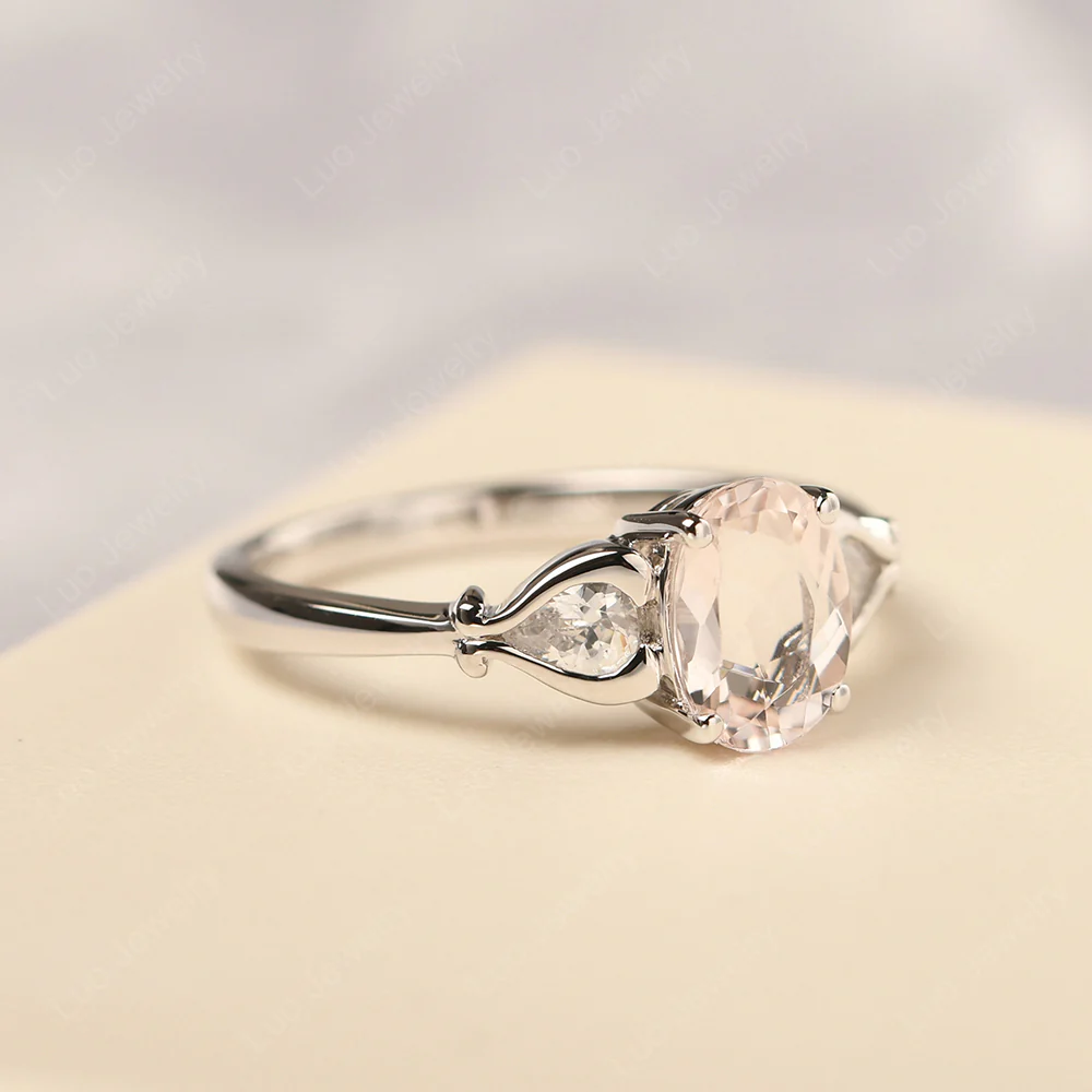 Morganite Engagement Ring with Pear Side Stones - Image 2