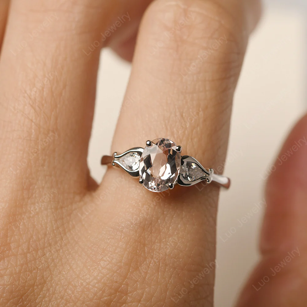 Morganite Engagement Ring with Pear Side Stones - Image 5