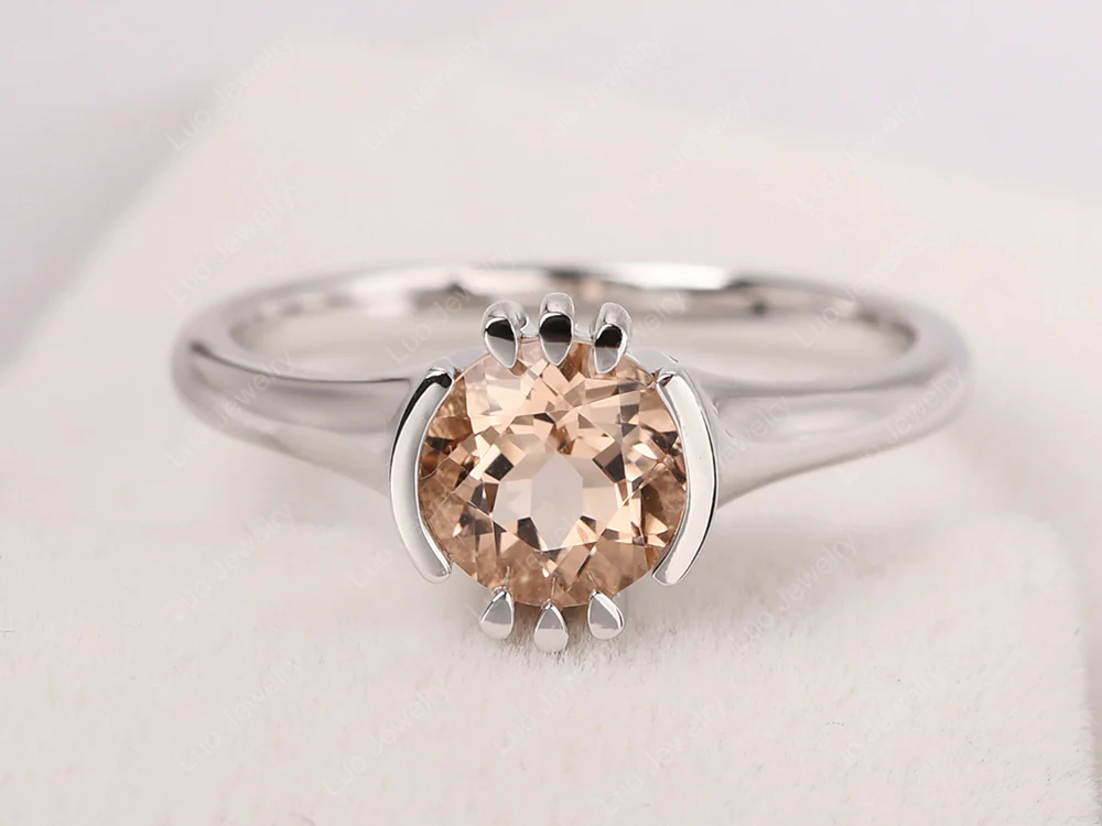 Unique Morganite Solitaire Ring
