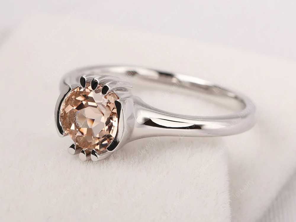 Unique Morganite Solitaire Ring - Image 2