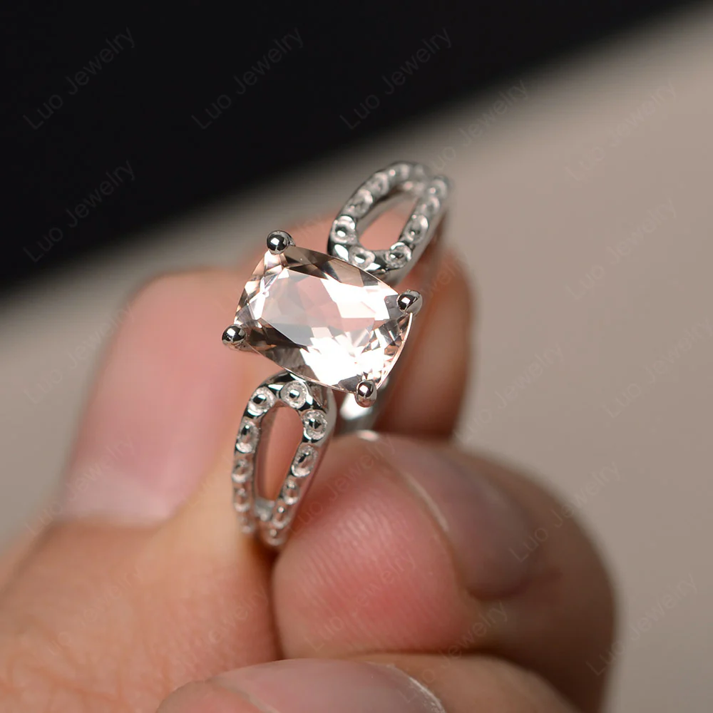 Morganite Rectangle Cushion Ring