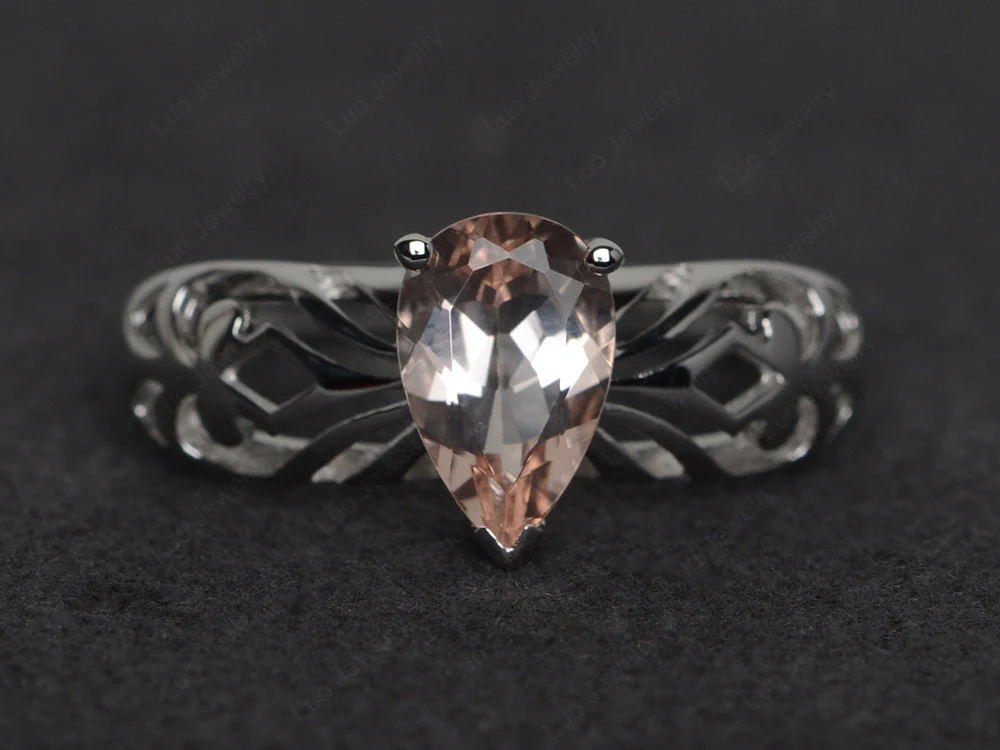 Antique Inspired Morganite Hollow Out Ring