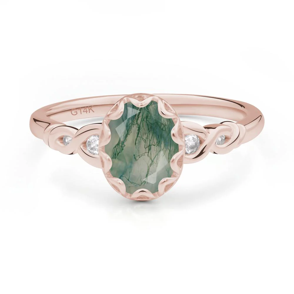 Vintage Moss Agate Oval Cut Engagement Ring - Image 2