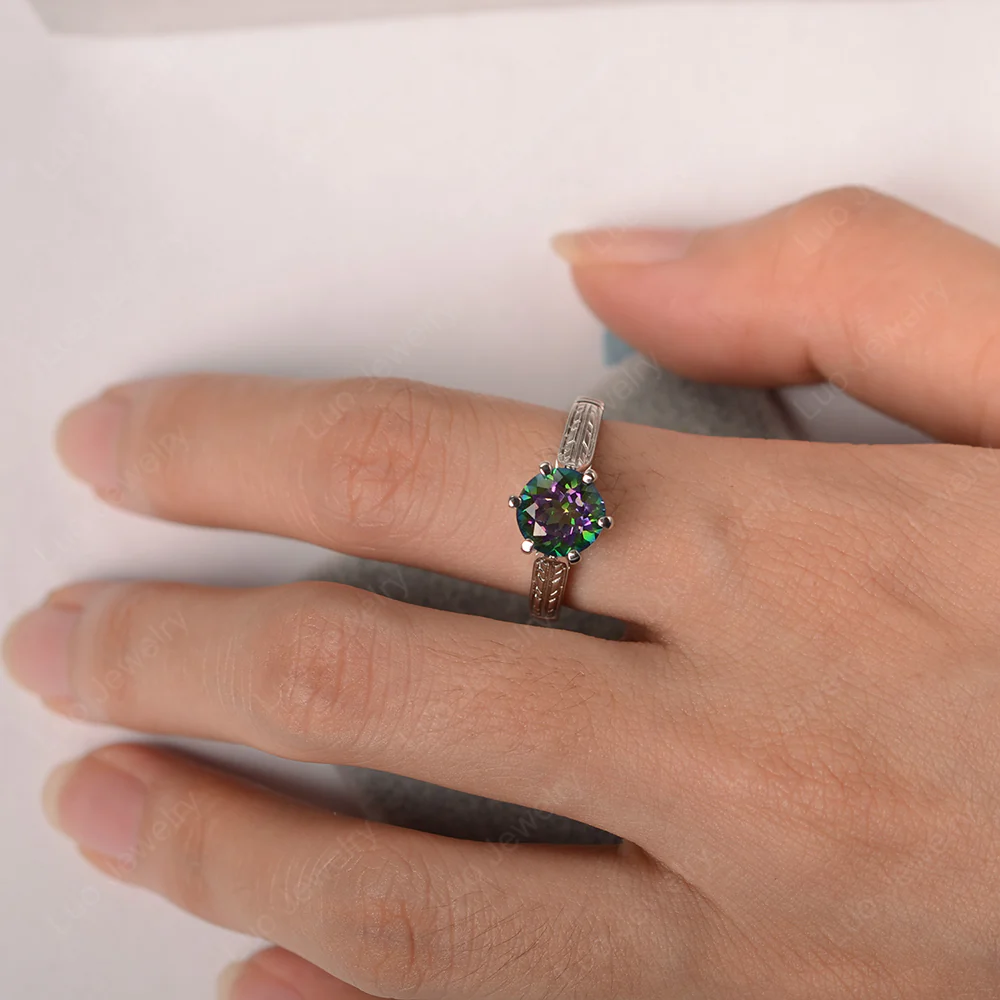 Mystic Topaz Vintage Cathedral Engagement Ring - Image 3