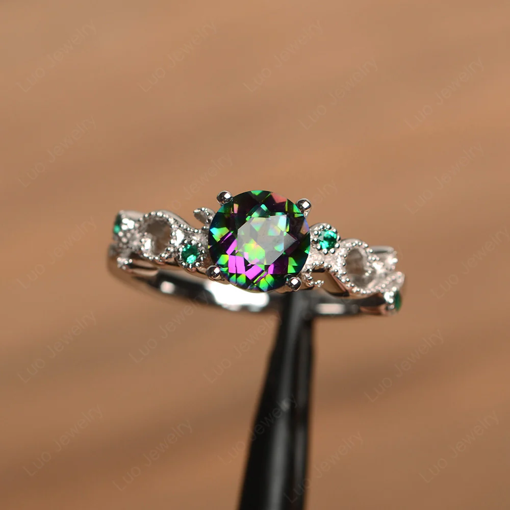 Vintage Mystic Topaz Ring Art Deco - Image 2