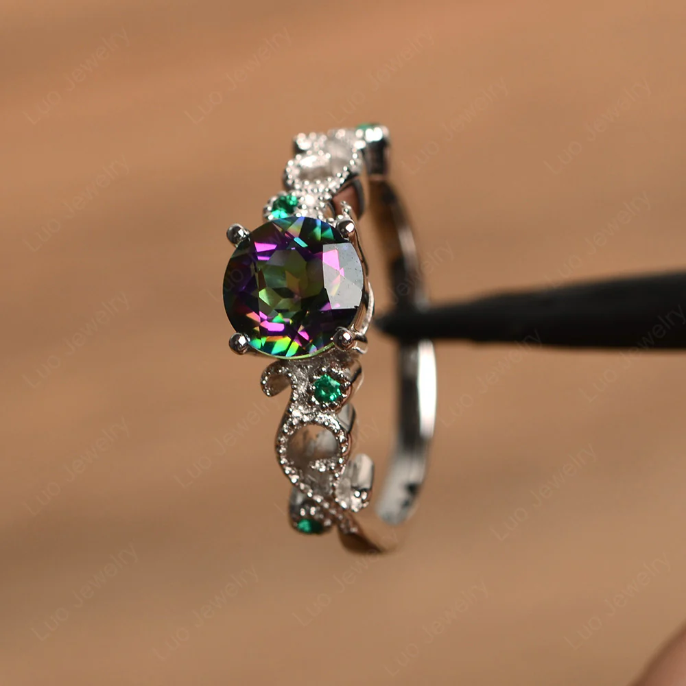 Vintage Mystic Topaz Ring Art Deco - Image 3