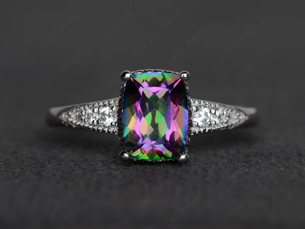Vintage Style Mystic Topaz Cushion Cut Ring