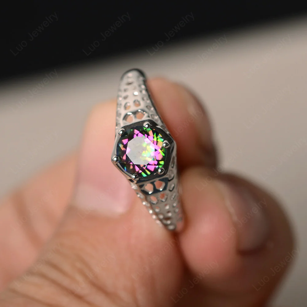 Mystic Topaz Hollow Out Ring