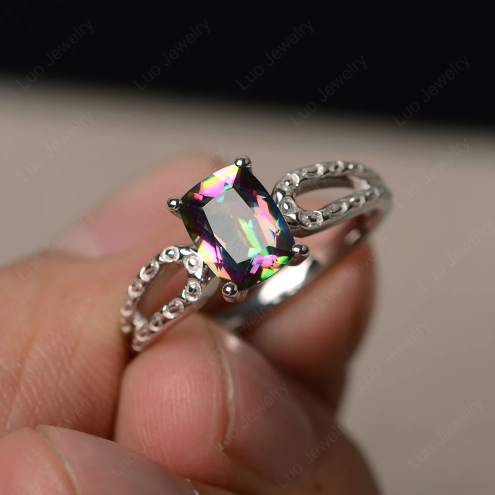 Mystic Topaz Unconventional Engagement Ring