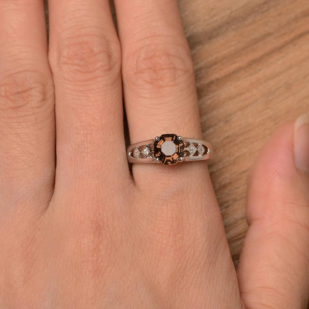 Vintage Style Octagon Cut Smoky Quartz Ring - Image 13