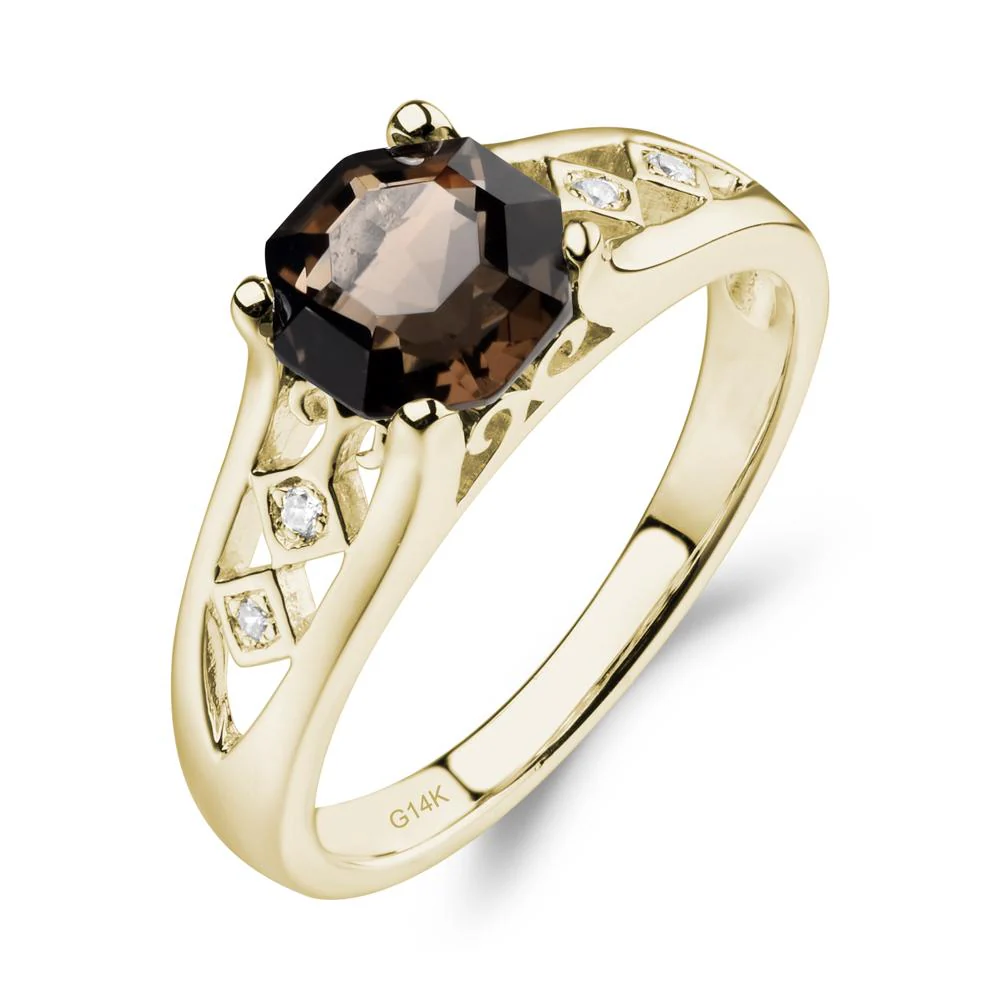 Vintage Style Octagon Cut Smoky Quartz Ring - Image 4