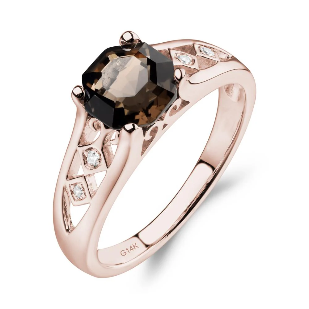 Vintage Style Octagon Cut Smoky Quartz Ring - Image 5
