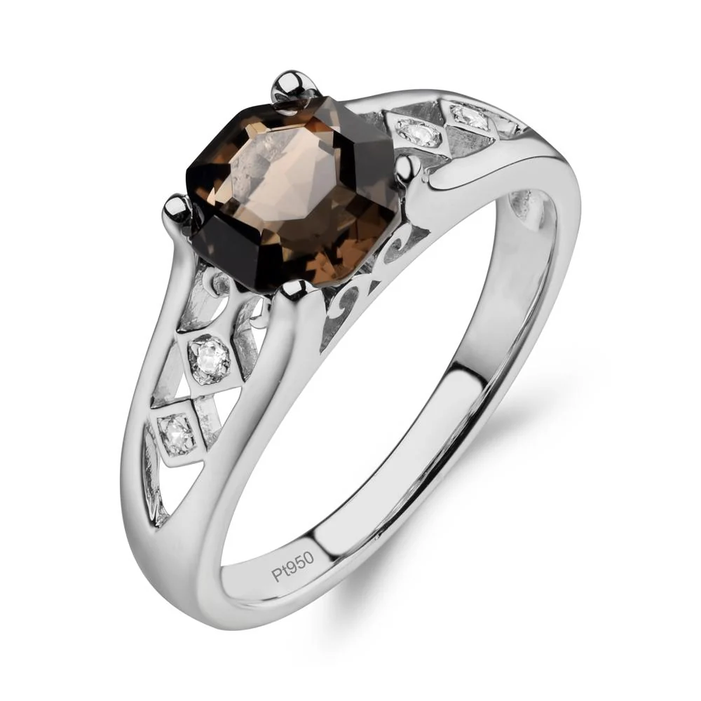 Vintage Style Octagon Cut Smoky Quartz Ring - Image 6
