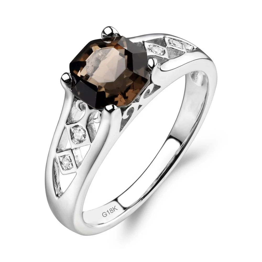 Vintage Style Octagon Cut Smoky Quartz Ring - Image 7