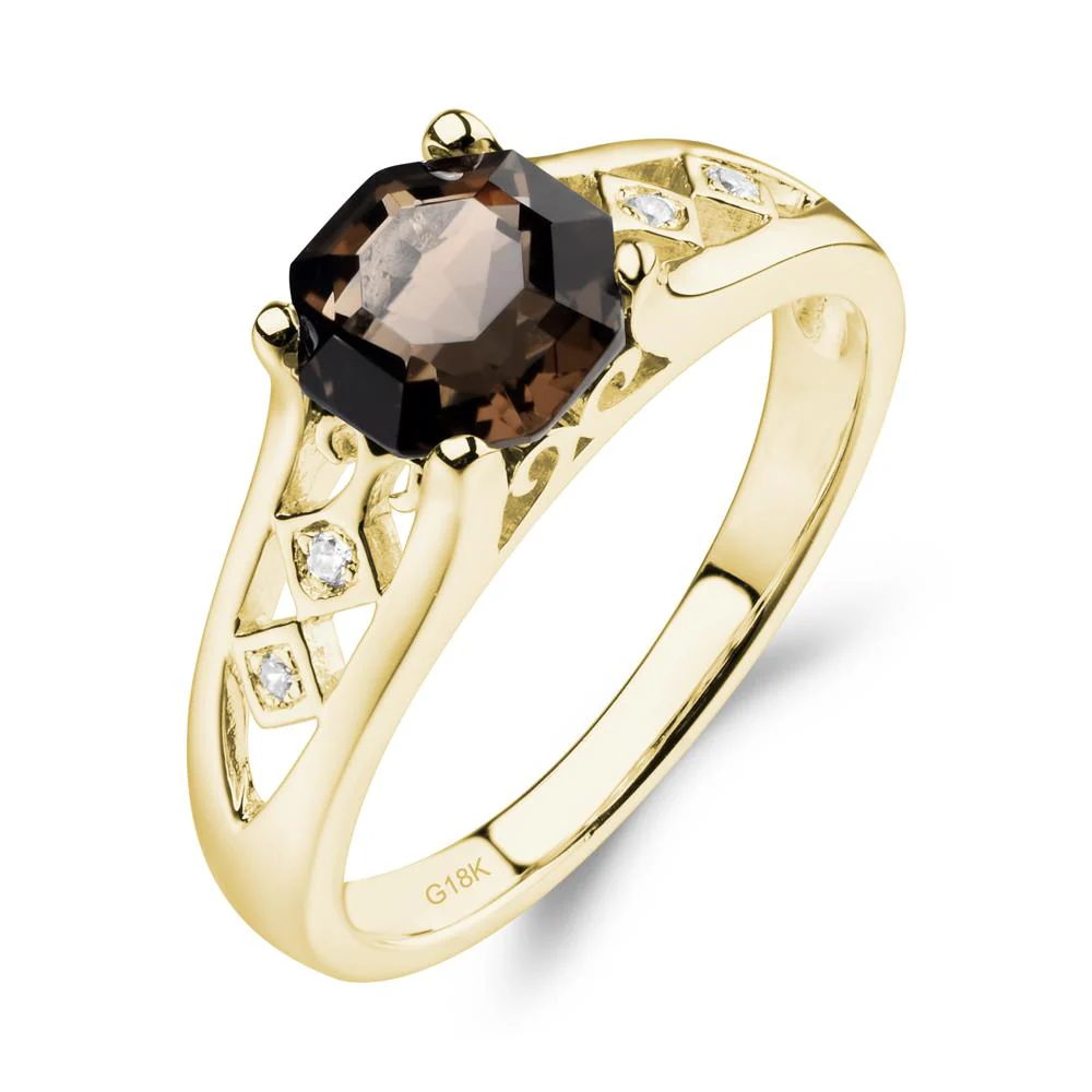 Vintage Style Octagon Cut Smoky Quartz Ring - Image 8