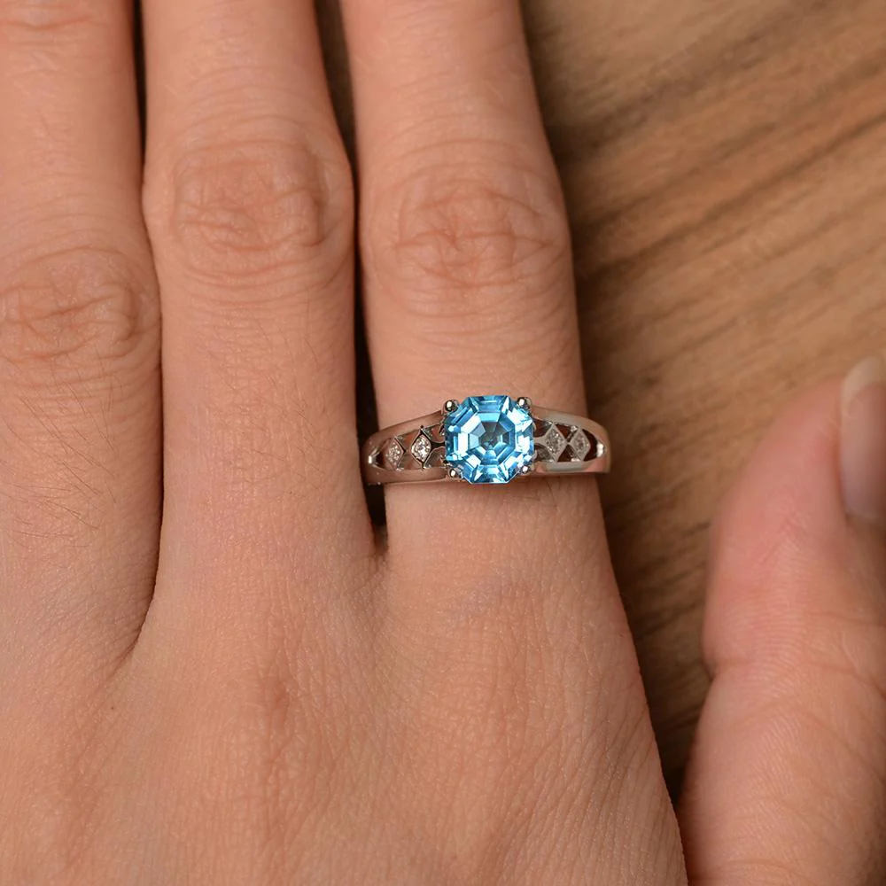 Vintage Swiss Blue Topaz Ring - Image 13