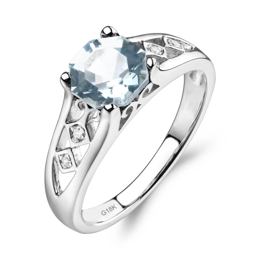 Vintage Style Octagon Cut Aquamarine Ring - Image 7
