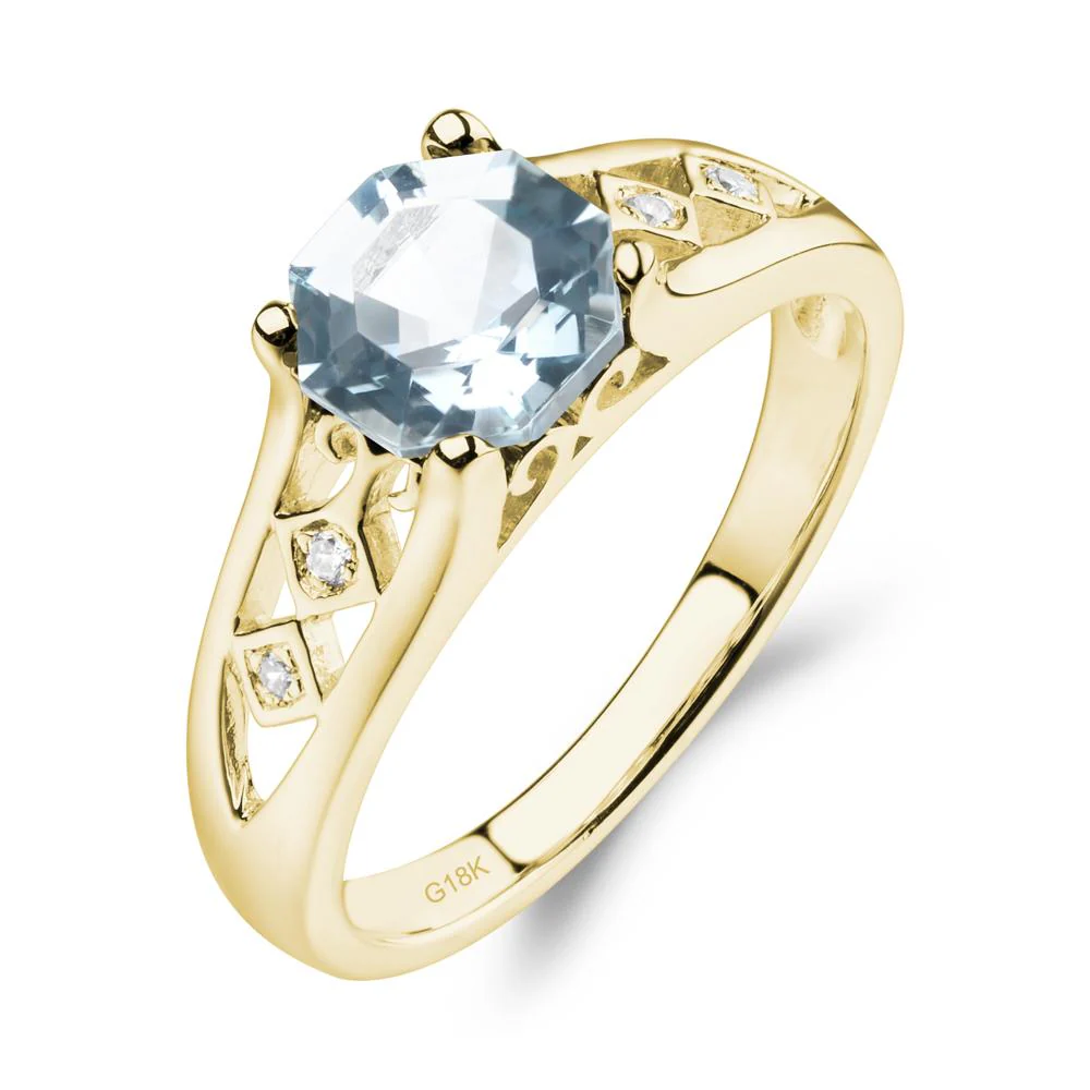 Vintage Style Octagon Cut Aquamarine Ring - Image 8