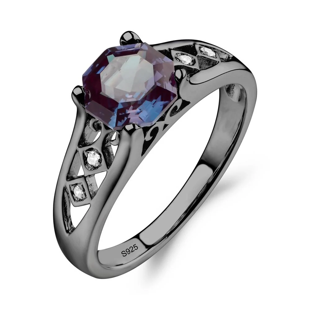 Vintage Style Octagon Cut Alexandrite Ring - Image 2