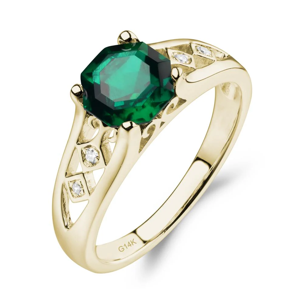 Vintage Style Octagon Cut Emerald Ring