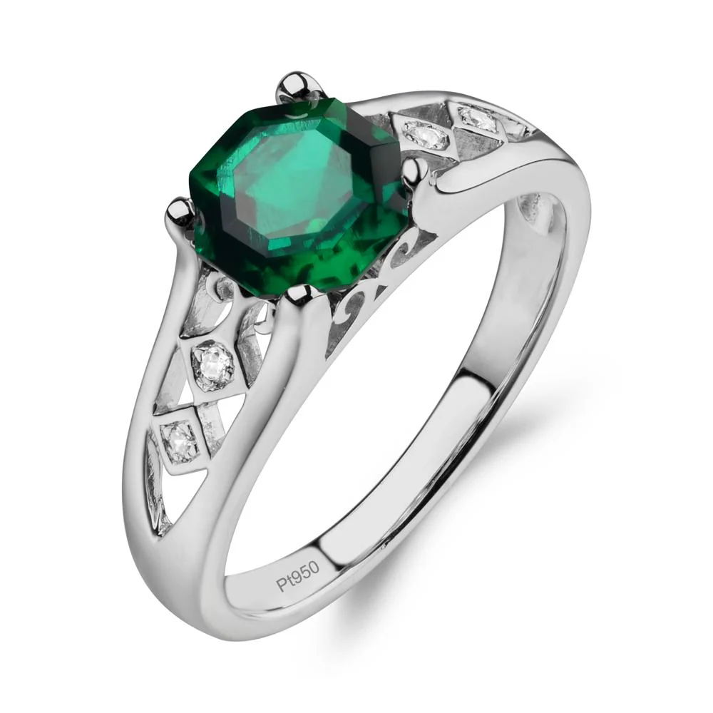 Vintage Style Octagon Cut Emerald Ring - Image 6
