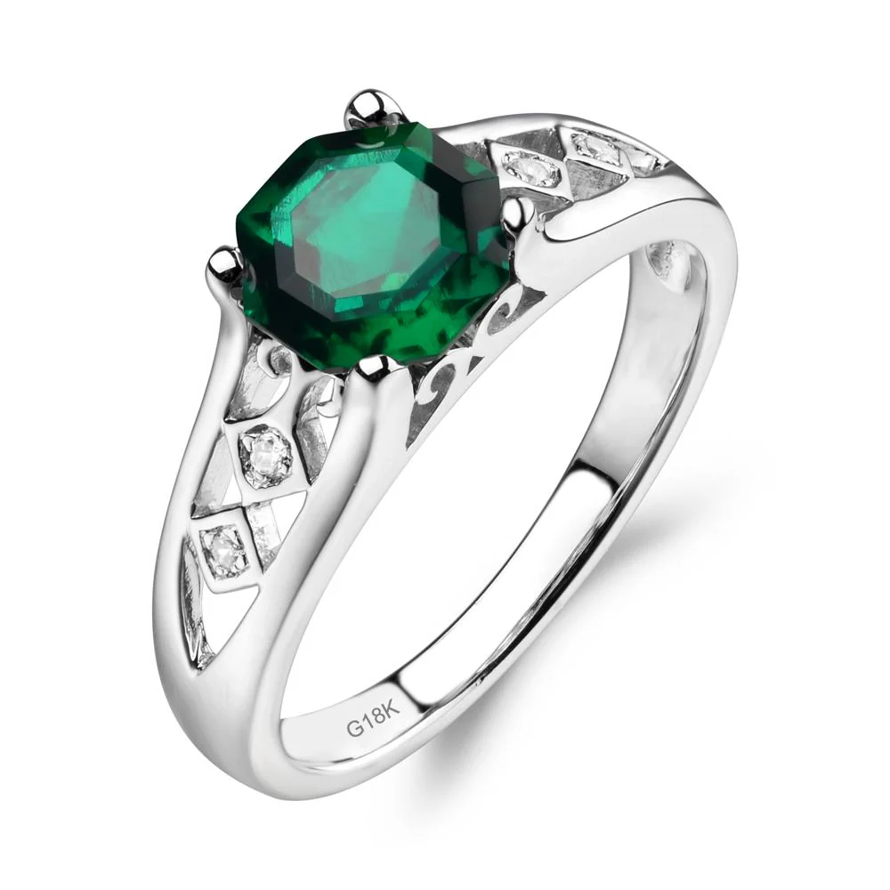 Vintage Style Octagon Cut Emerald Ring - Image 7