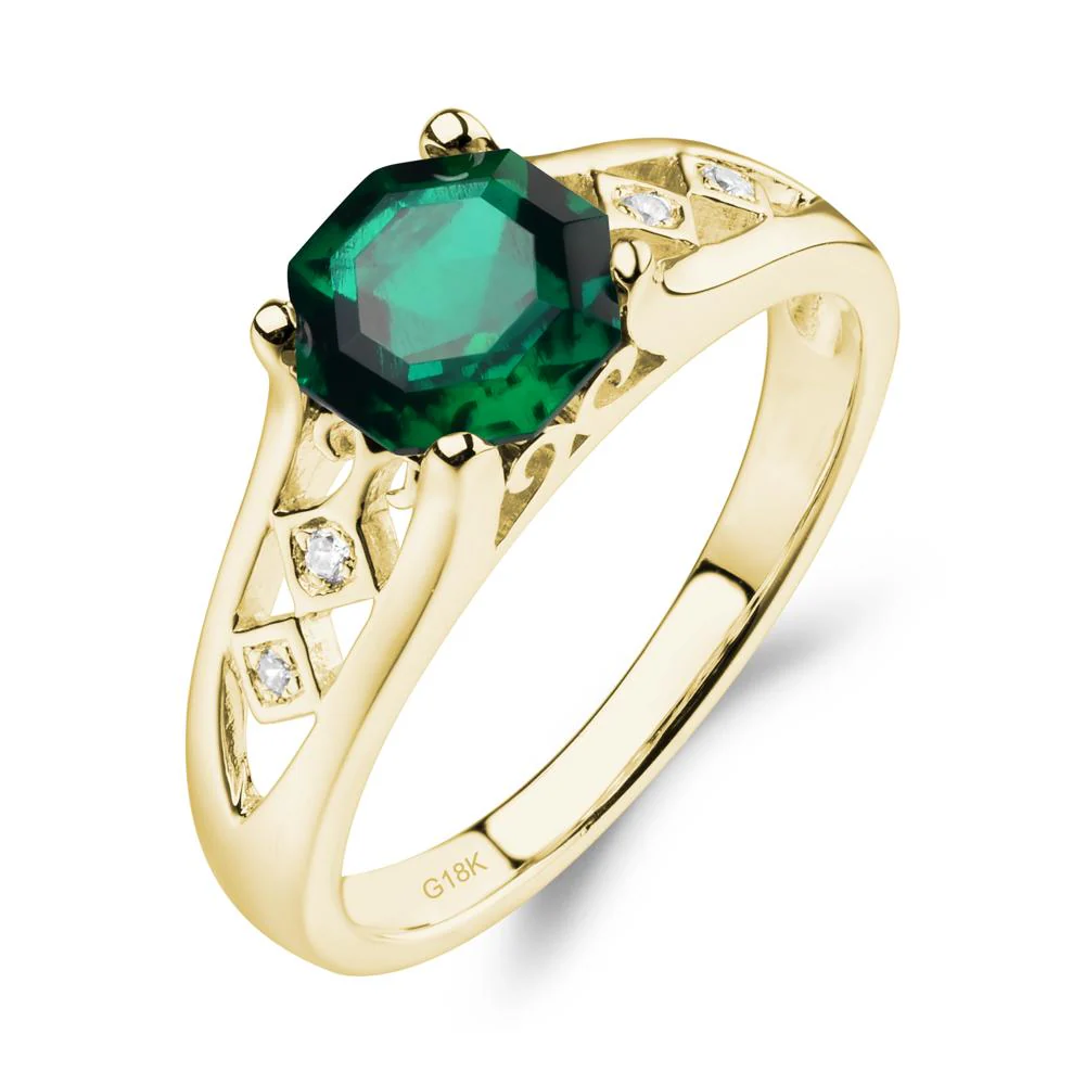 Vintage Style Octagon Cut Emerald Ring - Image 8