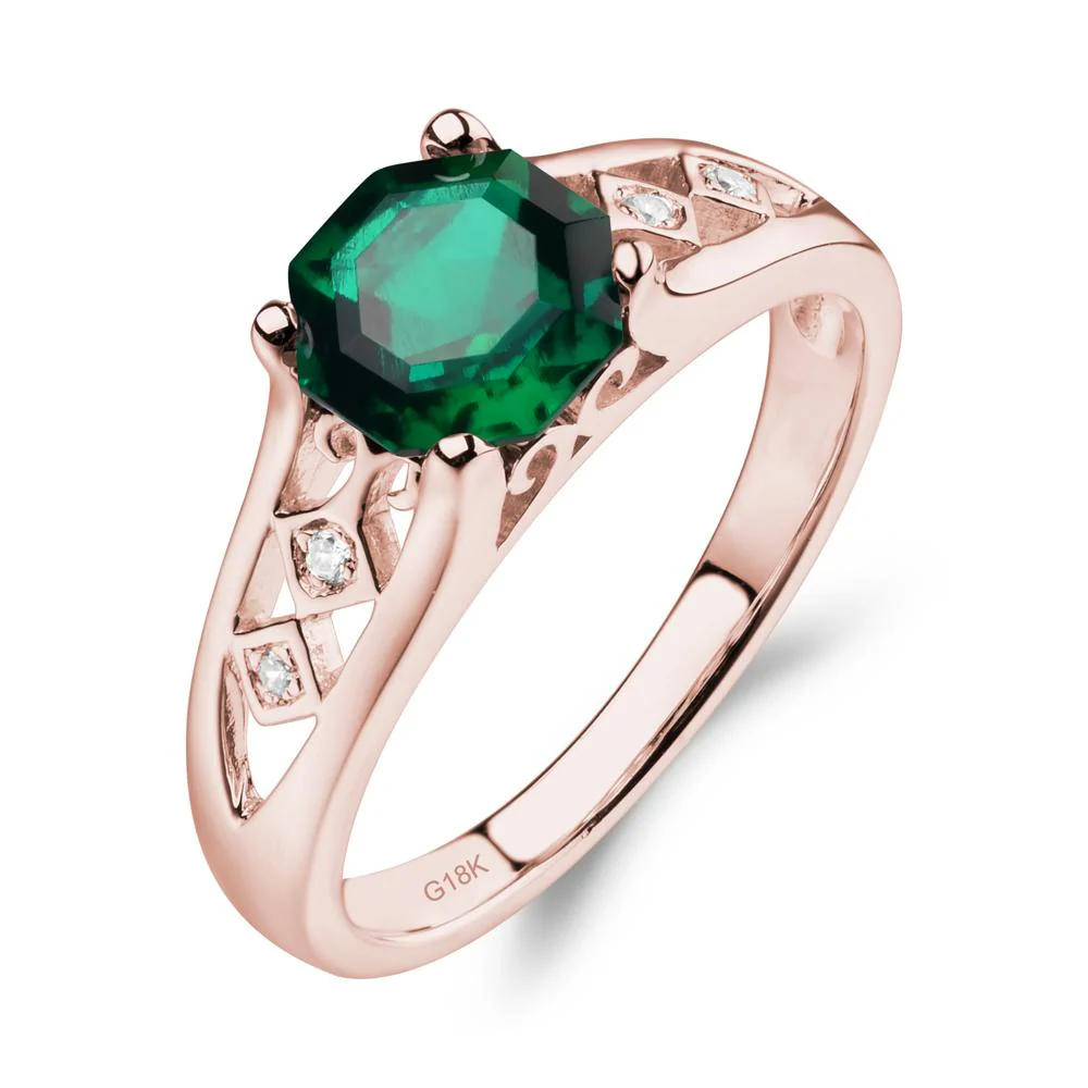 Vintage Style Octagon Cut Emerald Ring - Image 9