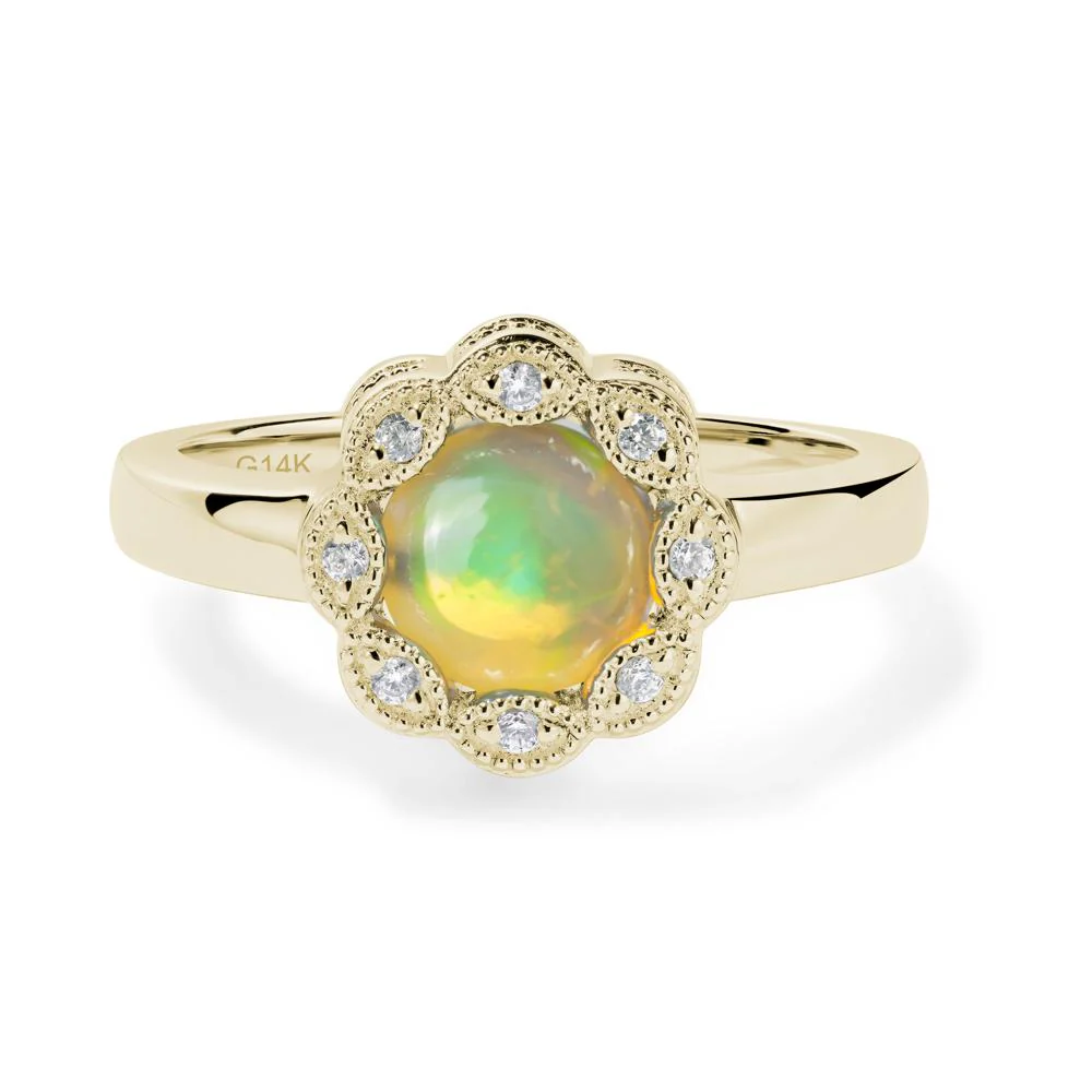 Vintage Opal Ring Halo Flower Ring - Image 2