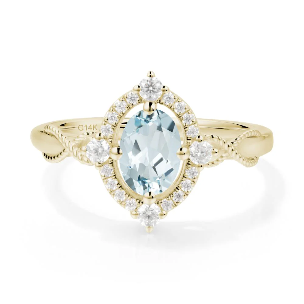 Vintage Oval Aquamarine Halo Ring - Image 4