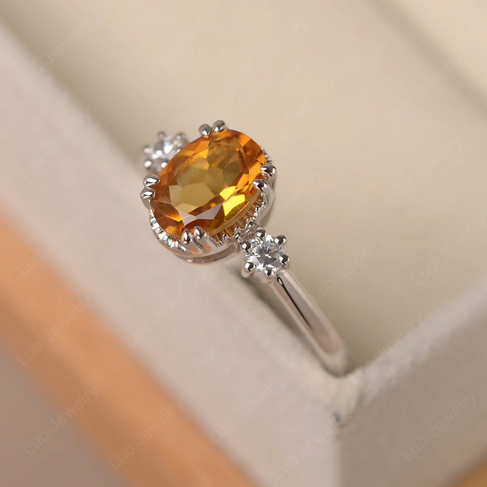 Citrine Double Prong Oval Engagement Ring - Image 2