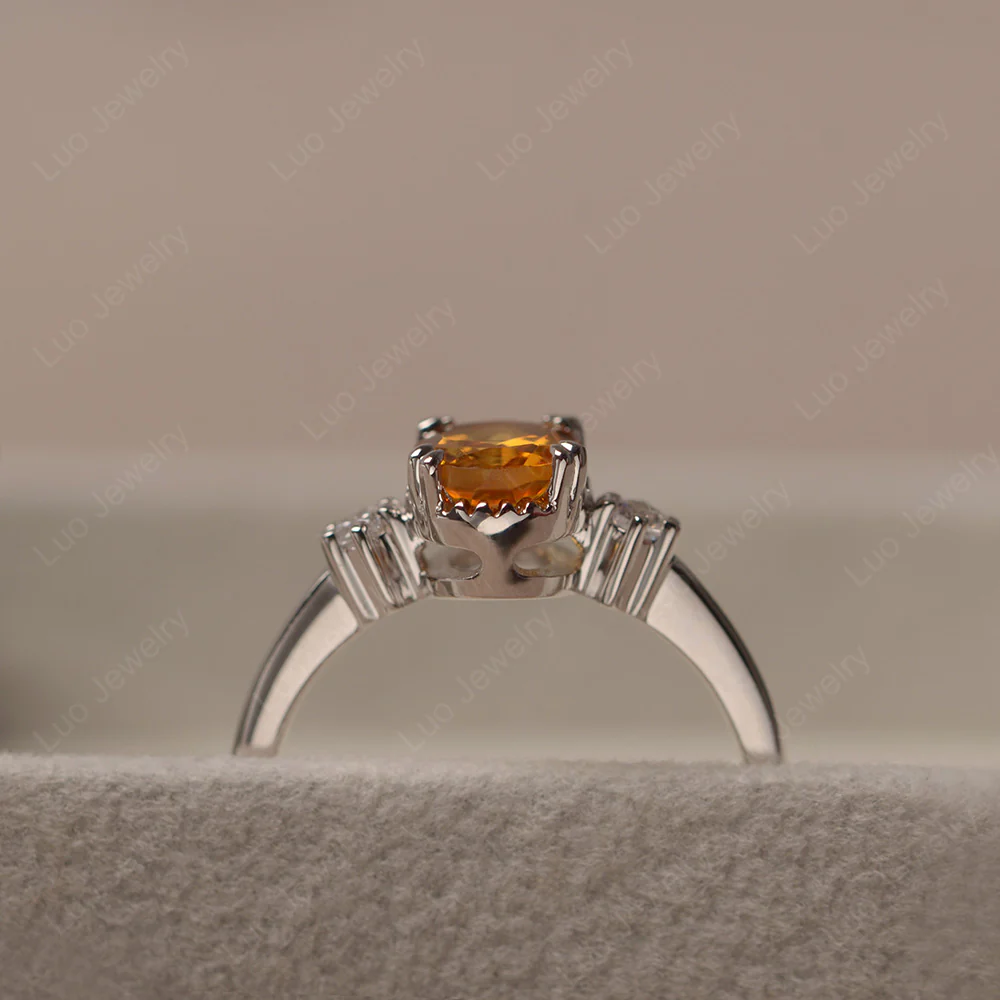 Citrine Double Prong Oval Engagement Ring - Image 4