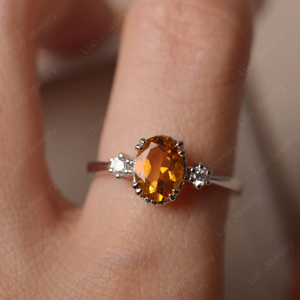 Citrine Double Prong Oval Engagement Ring - Image 5