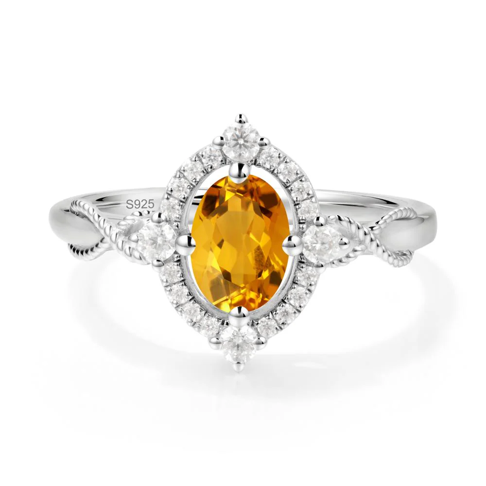 Vintage Oval Citrine Halo Ring - Image 2