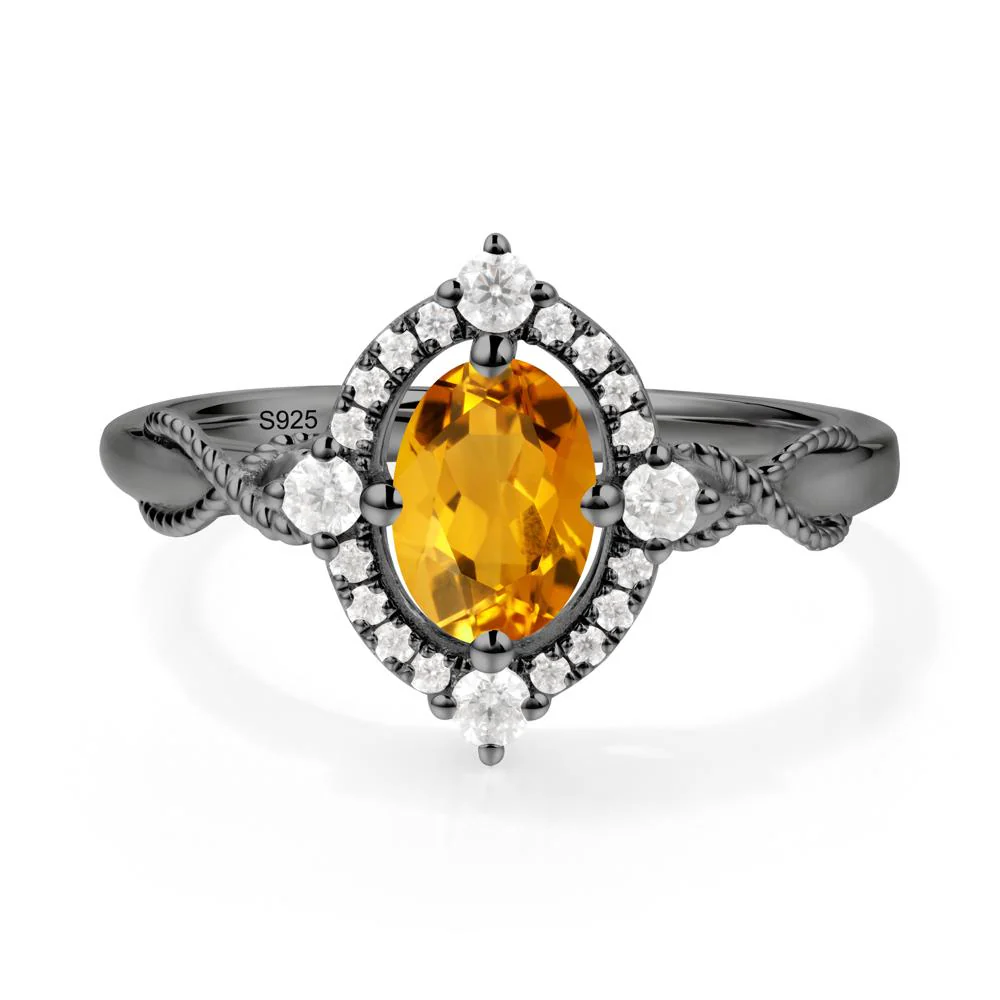 Vintage Oval Citrine Halo Ring - Image 3