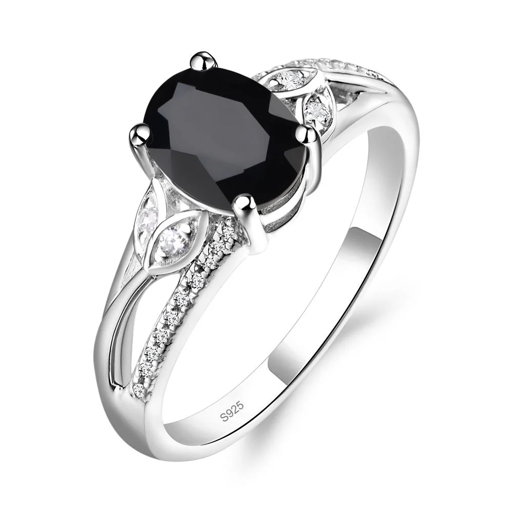 Oval Cut Black Spinel Ring