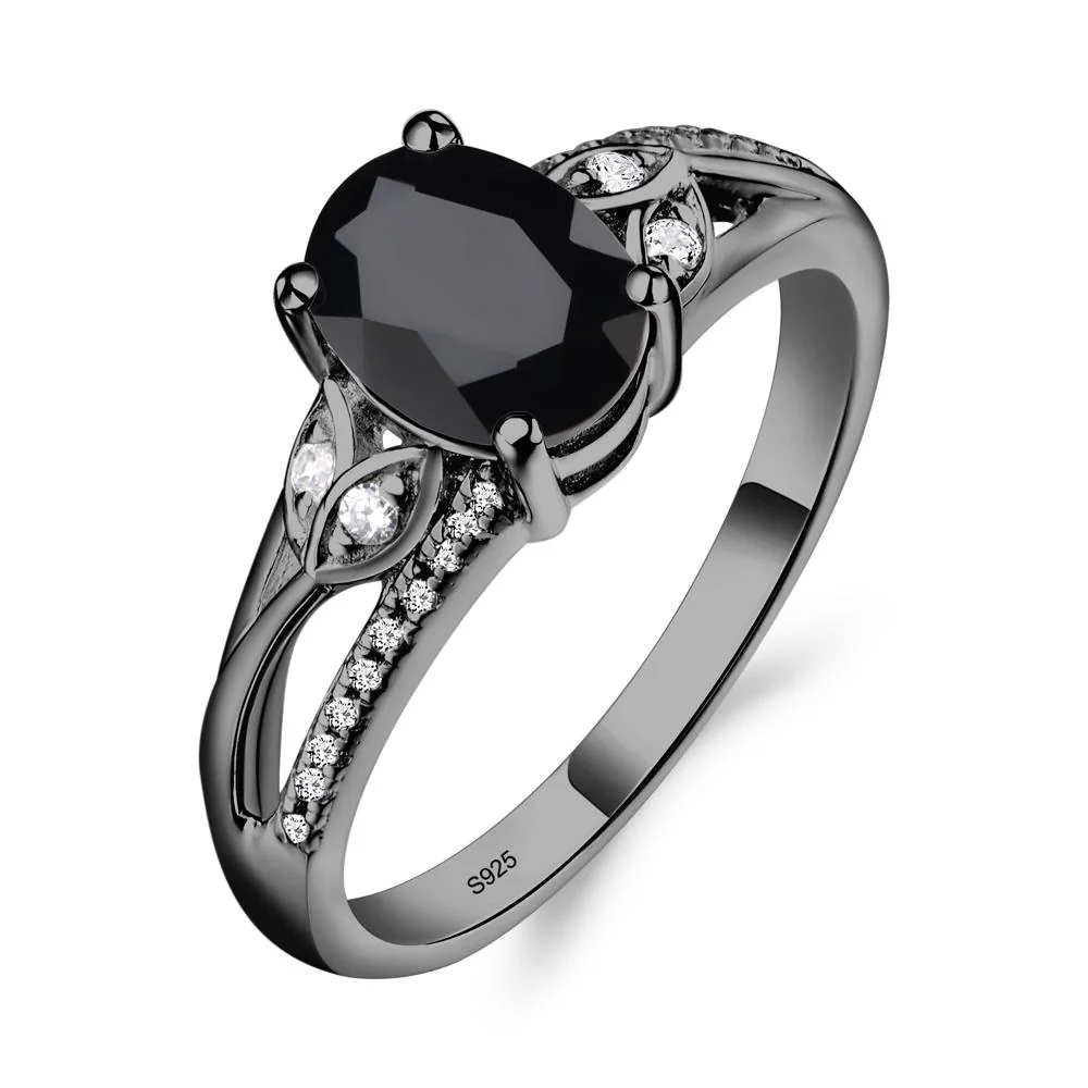 Oval Cut Black Spinel Ring - Image 2