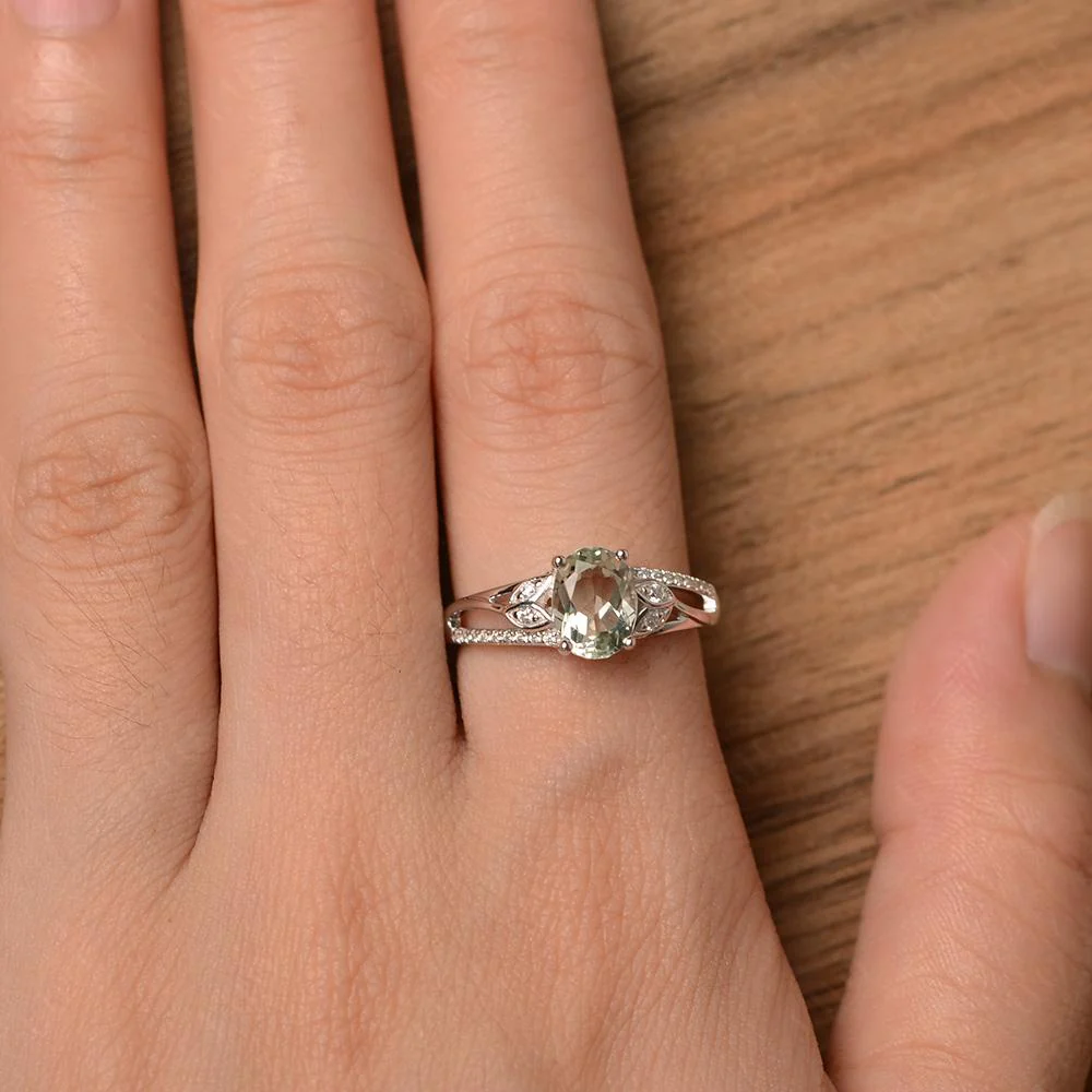Oval Cut Green Amethyst Ring - Image 32