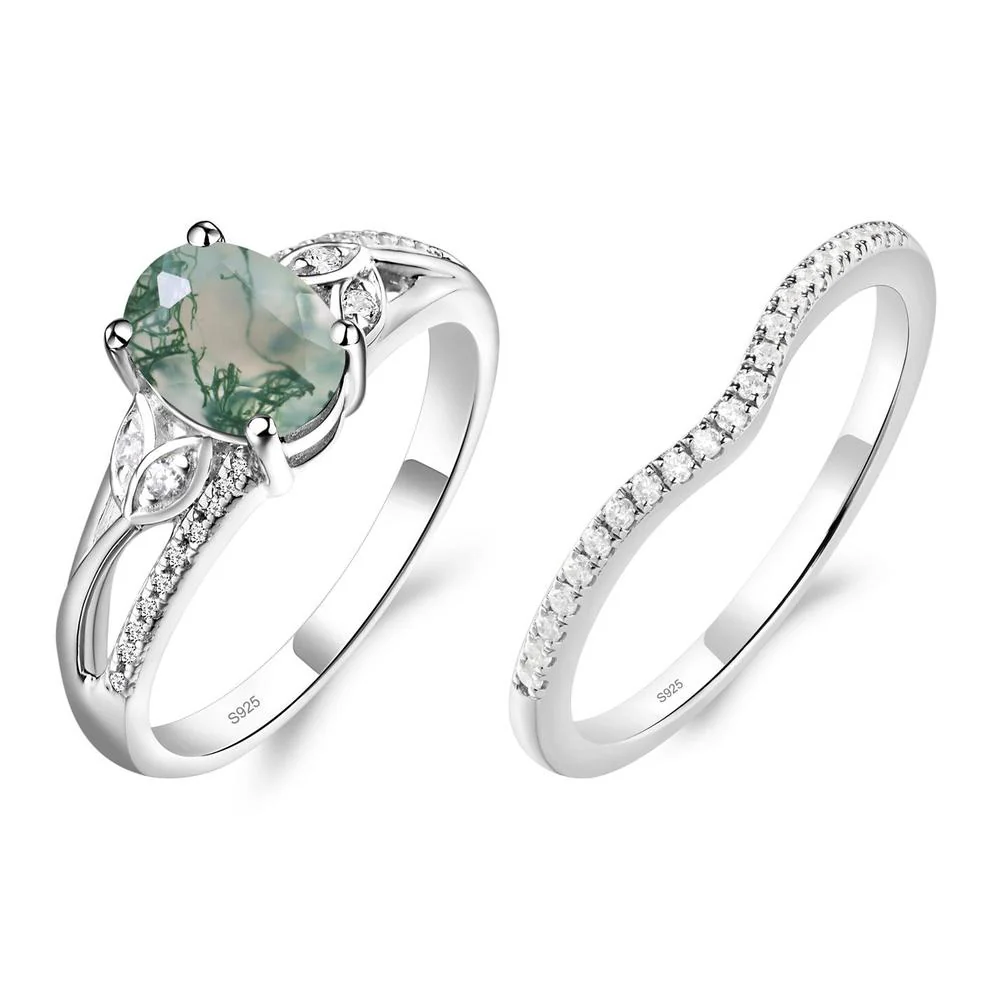 Oval Cut Moss Agate Ring - Image 27