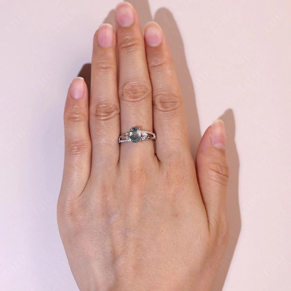 Oval Cut Moss Agate Ring - Image 35