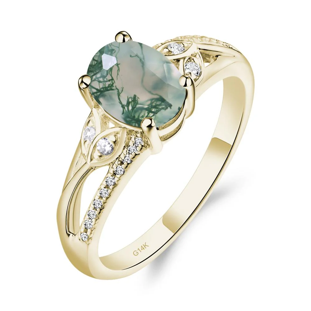 Oval Cut Moss Agate Ring - Image 4
